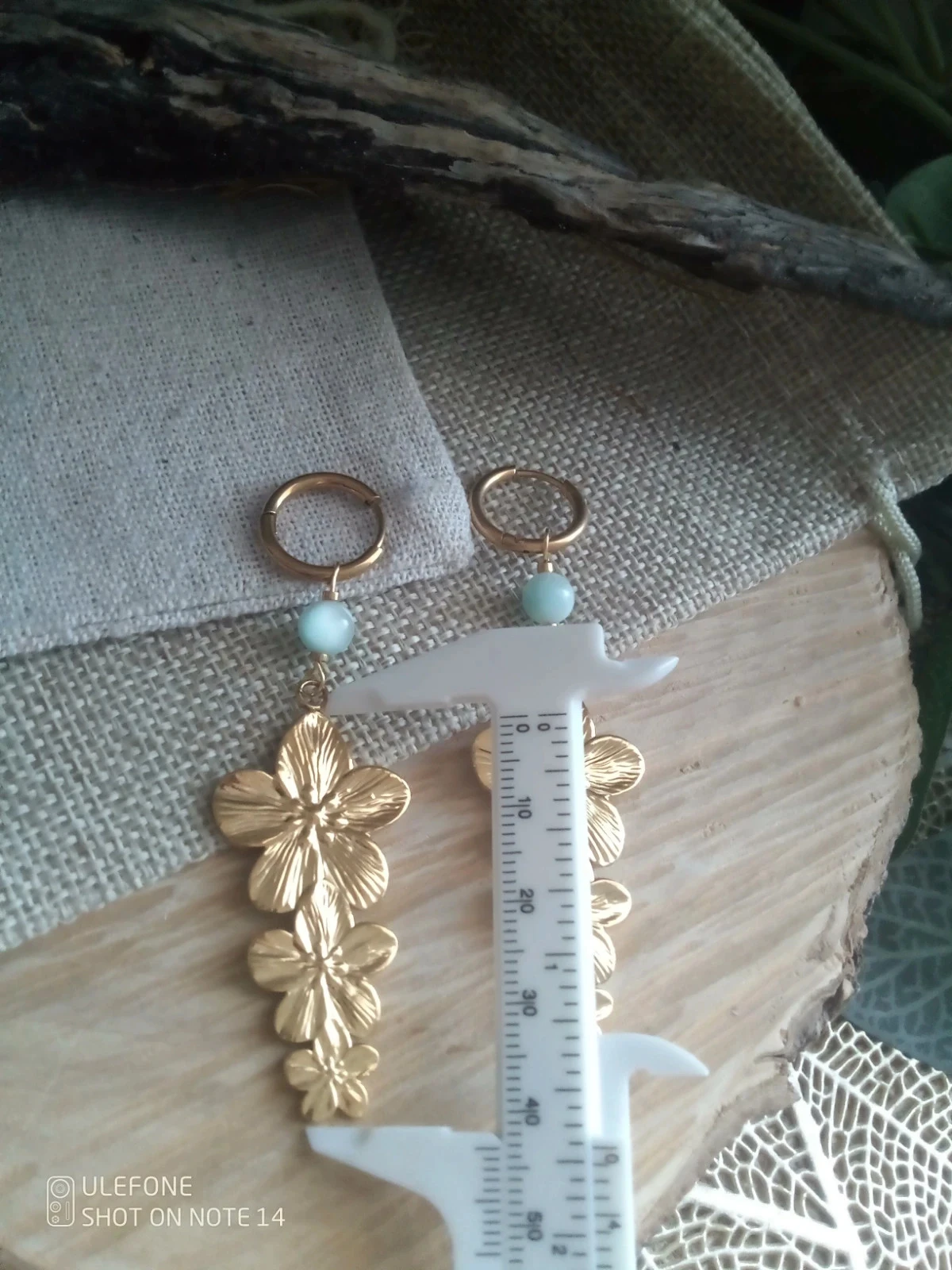 Angelite stone earrings and bohemian flowers – photo 2